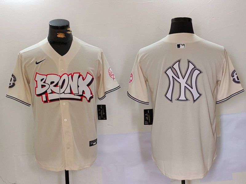 Men New York Yankees Blank Cream joint name 2024 Nike MLB Jersey style 13